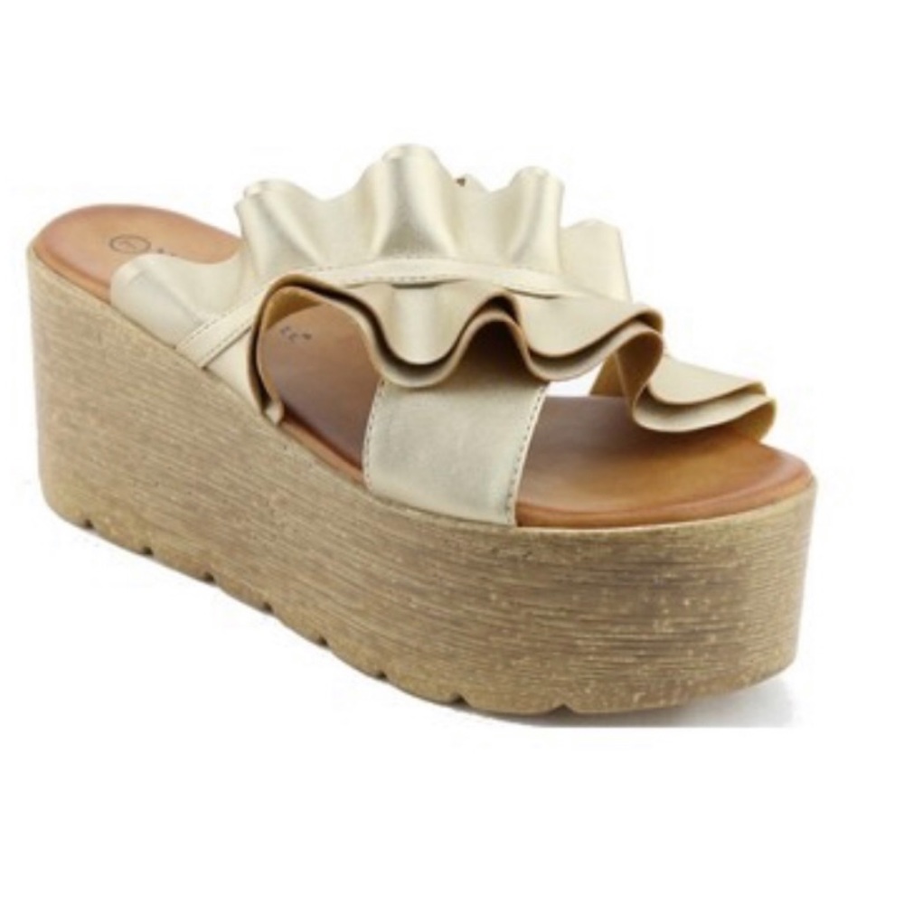 Gold Ruffle Flatform